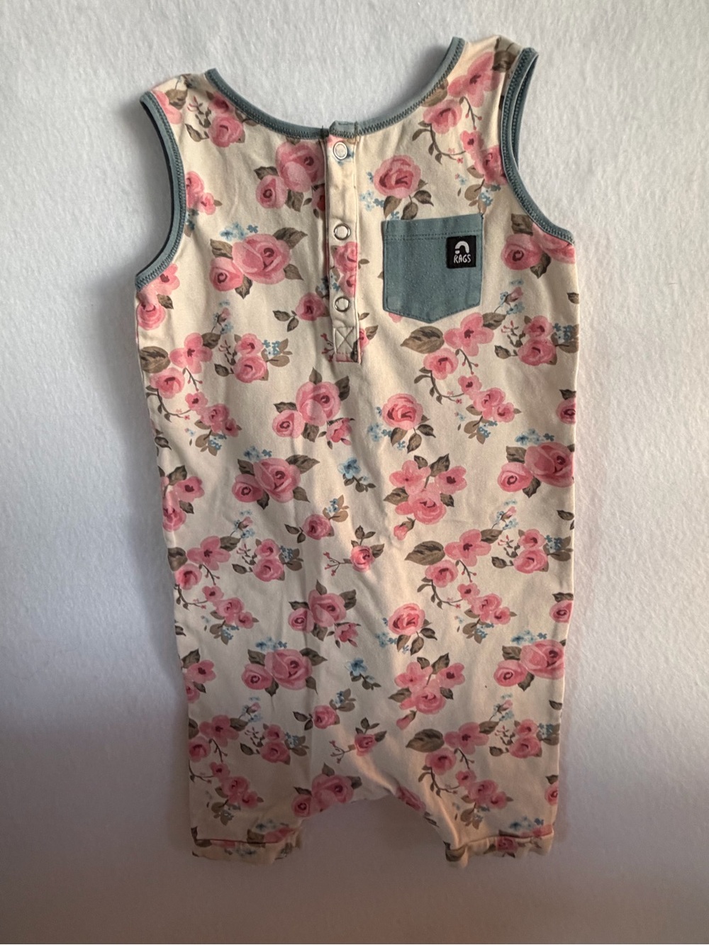 Rags Pink Floral Sleeveless One-Piece Romper Size 3/4T